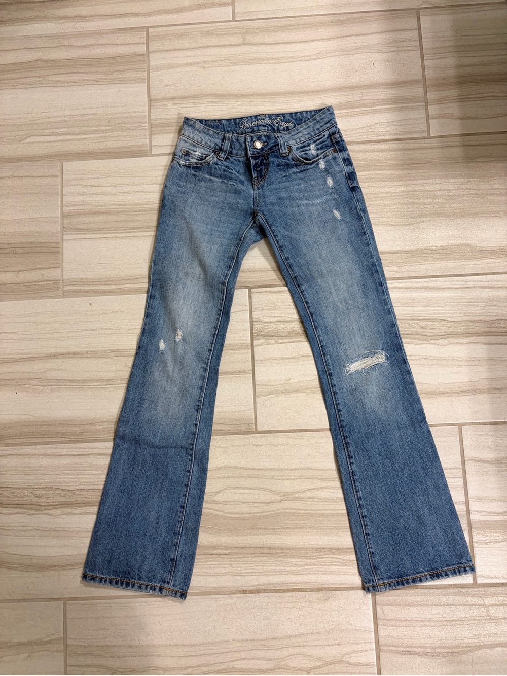 American Eagle Outfitters Light Blue Distressed Bootcut Jeans